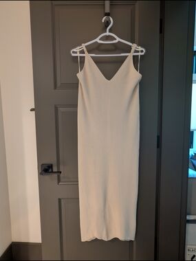 Leith Cream V-Neck Midi Slip Dress